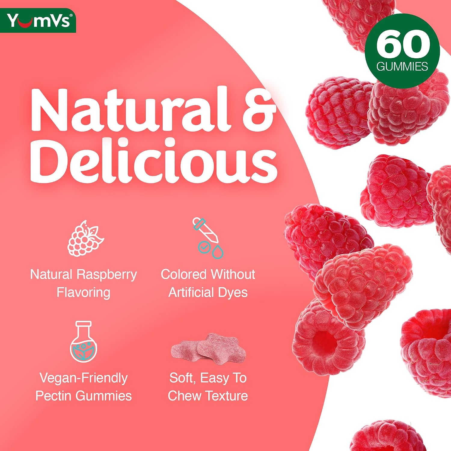 YUM-V'S Glucose Gummies – Fast Acting Chewable Gummies – Natural Berry Flavour – 60 Gummies - görsel 6