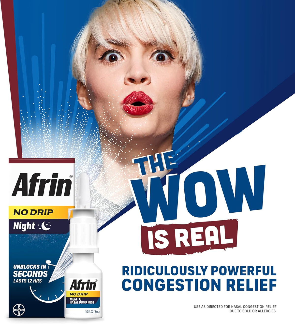 Afrin No Drip Night Pump Nasal Spray – Fast and Powerful Relief from Nasal Congestion, Chamomile, 15 ml - görsel 2