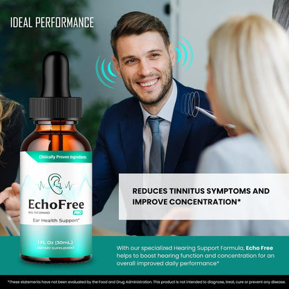 Echo Free Tinnitus Drops – All Natural Ear Health Support Liquid Supplement (3 Pack)