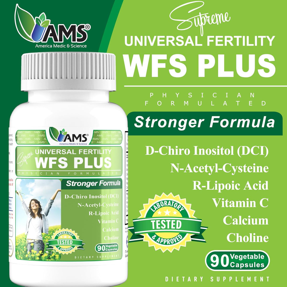 America Medic & Science WFS Plus Fertility Supplements for Women (90 Capsules) - Supports Ovulatory Health - görsel 4