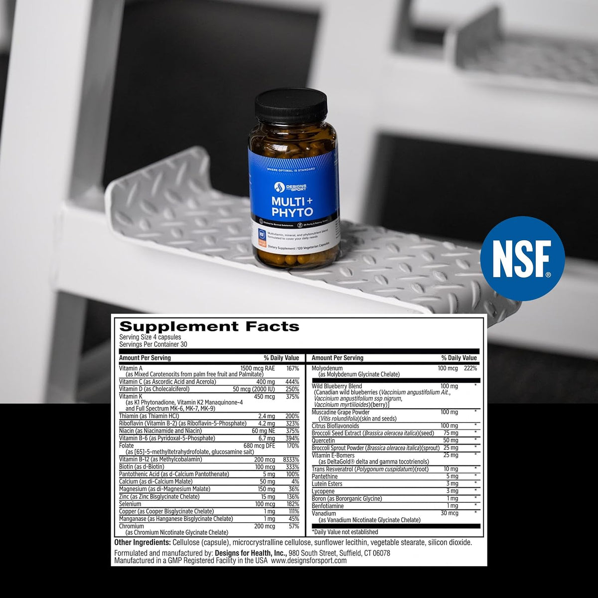Designs for Sport Multi Plus Phyto – Comprehensive Multivitamin & Phytonutrient Blend – 120 Capsules - görsel 2