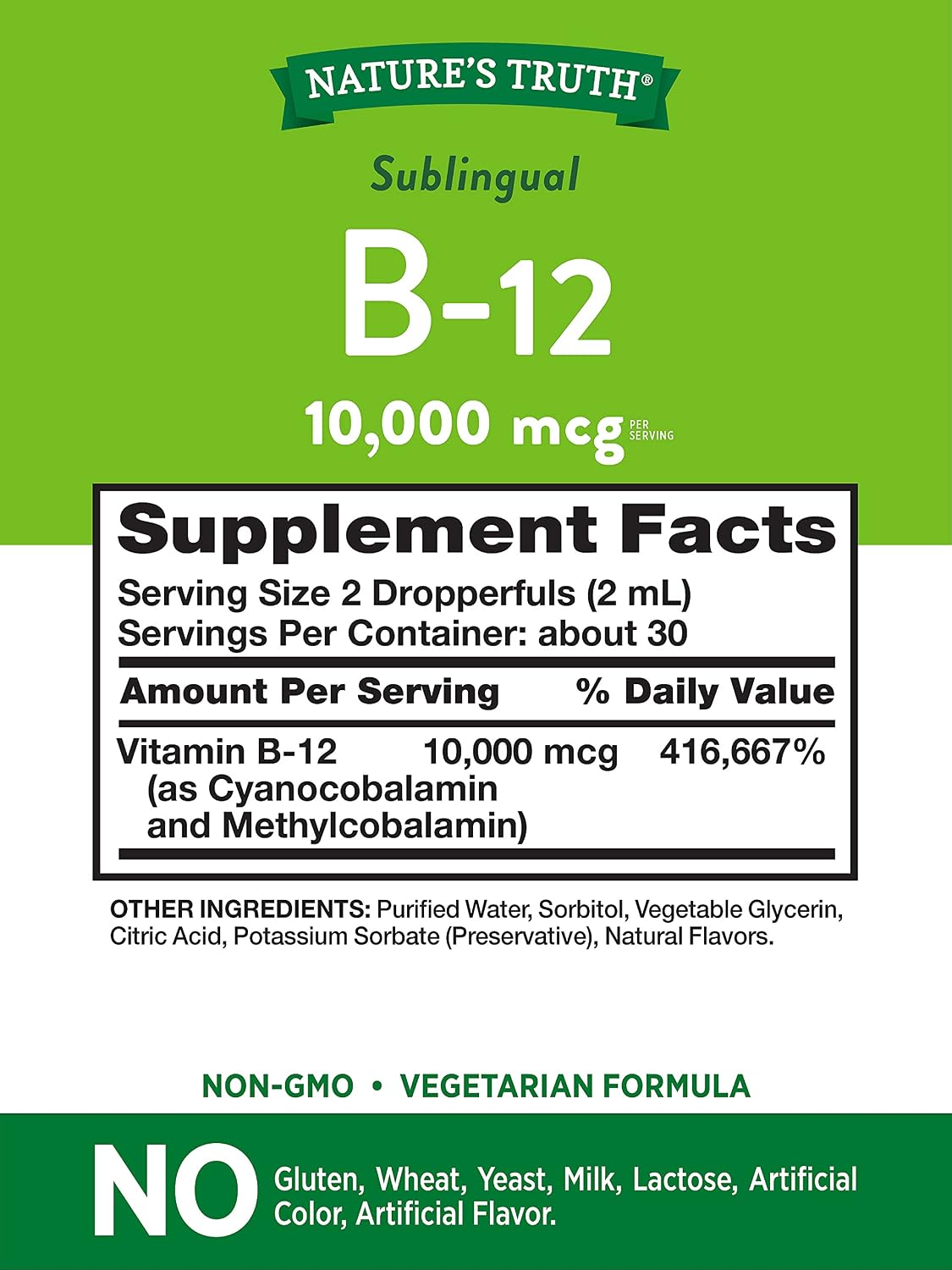 Nature's Truth Sublingual Vitamin B-12 10,000 mcg Liquid, Natural Berry Flavour, 60 ml - görsel 2