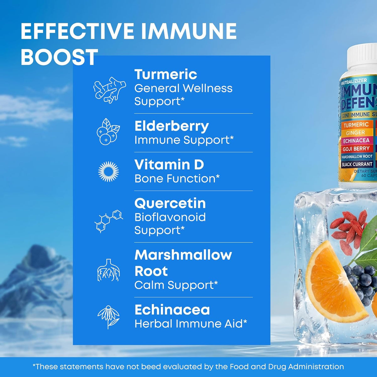 12 in 1 Immune Support Supplement - Immune Defence Vitamins with Elderberry, Vitamin D3, C, Zinc, Echinacea, Ginger - Natural Immunity Booster - 120 Capsules - görsel 4