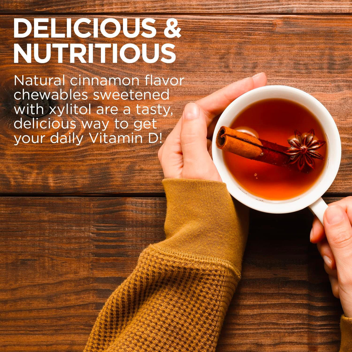 KAL Vitamin D3 Chewables - 2000 IU (50 mcg) - Sugar Free Natural Cinnamon Flavour - 200 Chewable Tablets - görsel 6
