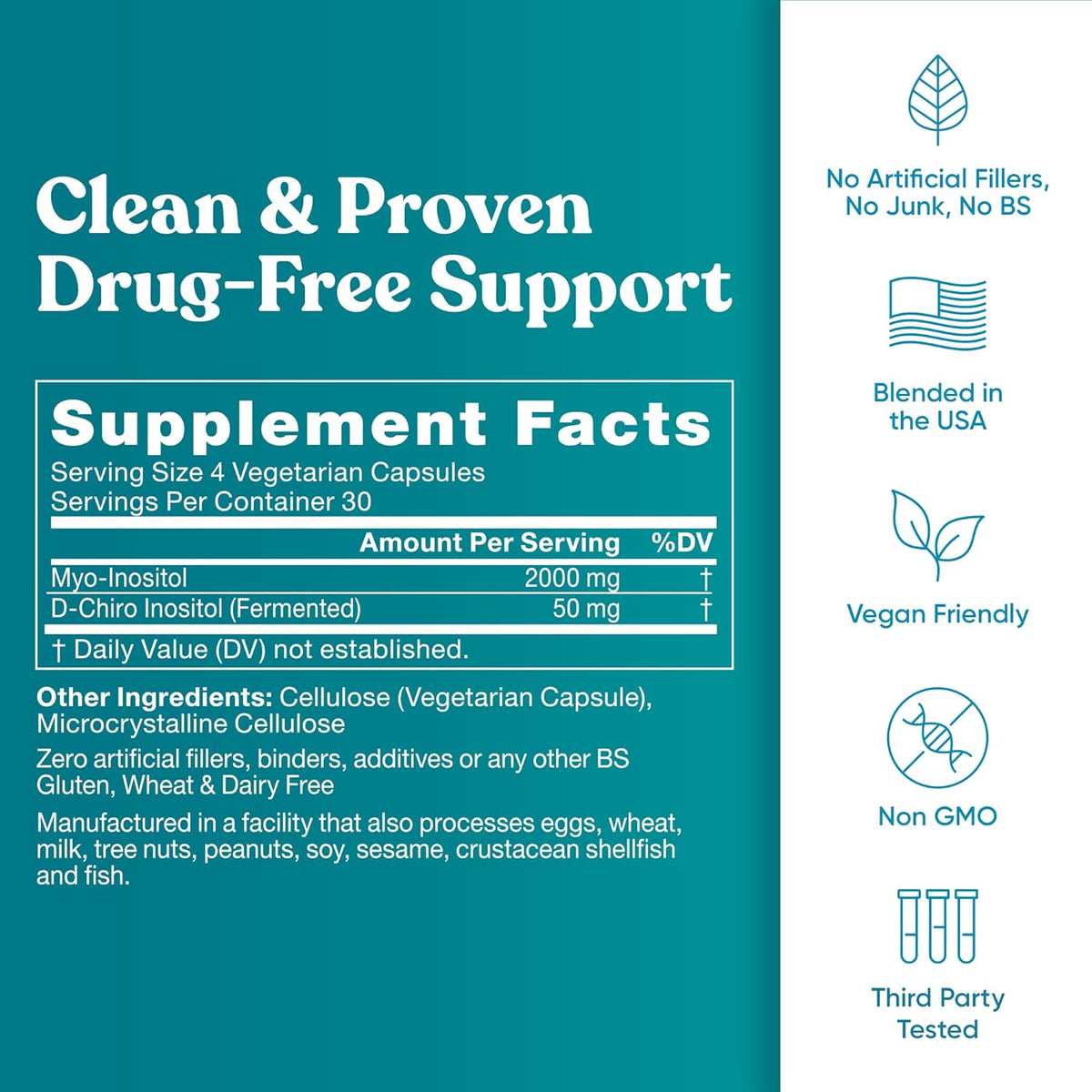 Regulate Cycle Support - Hormone Balance with Optimal 40:1 Myo-Inositol & D-Chiro Inositol - 120 Vegan Capsules - görsel 6