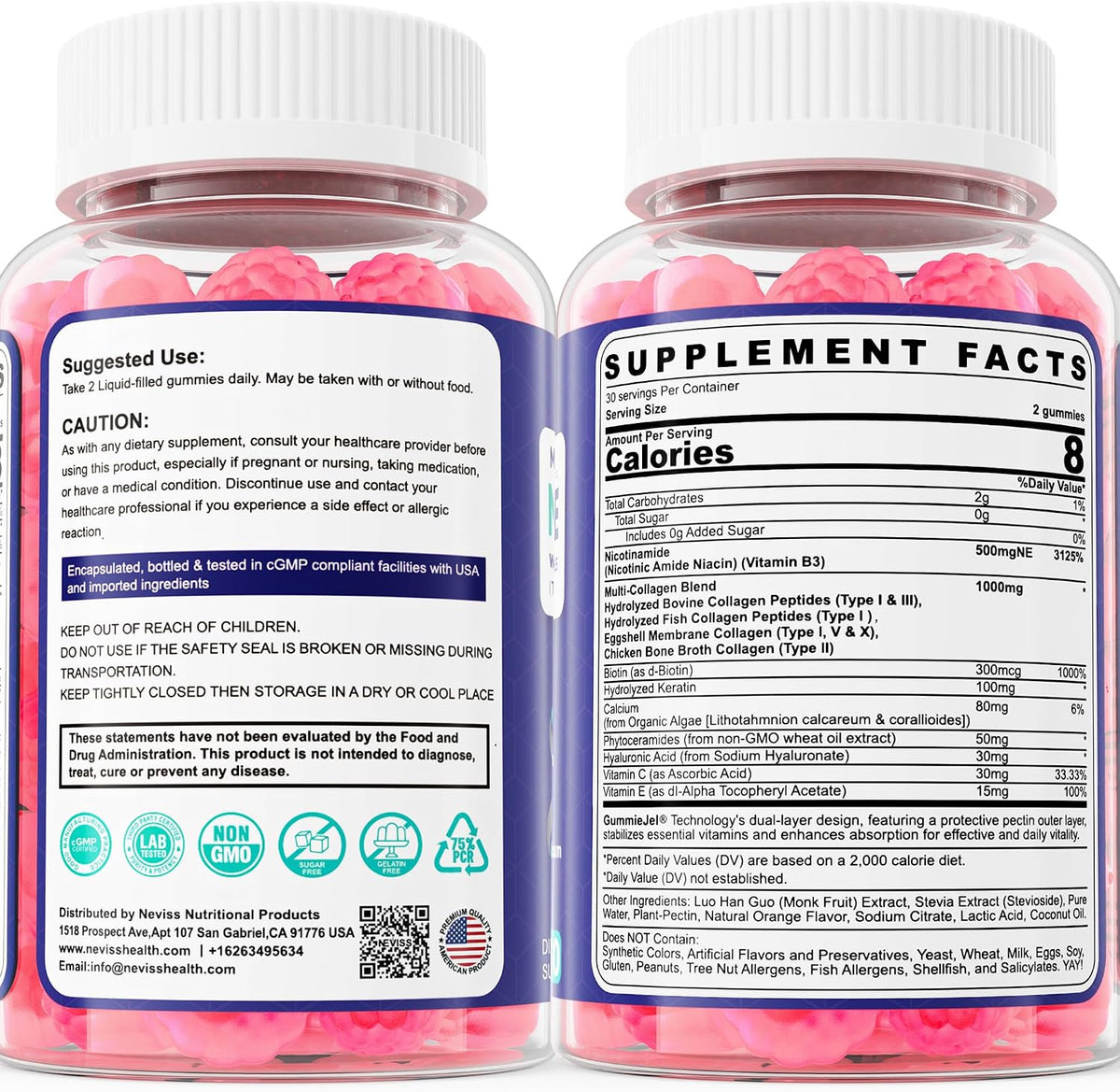 NEVISS Nicotinamide 500mg Gummies - NAD+ Supplement with Collagen Peptides (2 Pack) - görsel 9