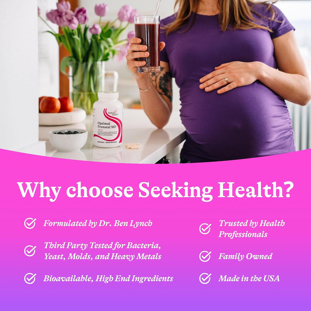 Seeking Health Optimal Prenatal MF - Methyl-Free Prenatal Vitamin with Folate, Vitamin B12, and Ginger (180 Capsules) - görsel 6