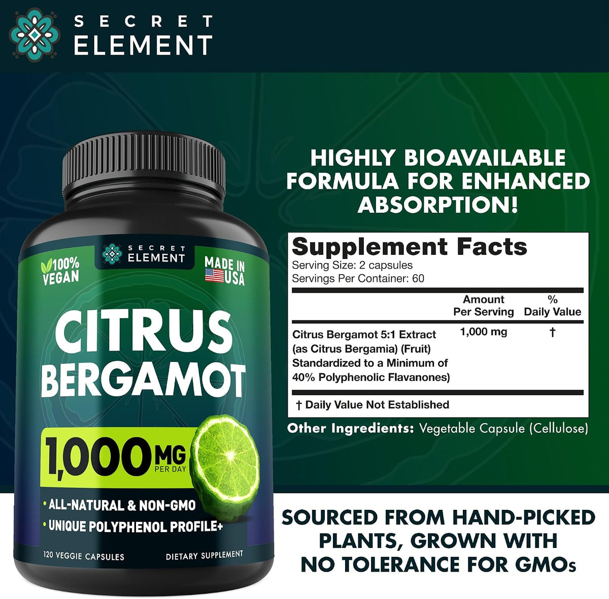 Citrus Bergamot Extract 1000mg – 240 Vegan Capsules (2-Pack) - görsel 7