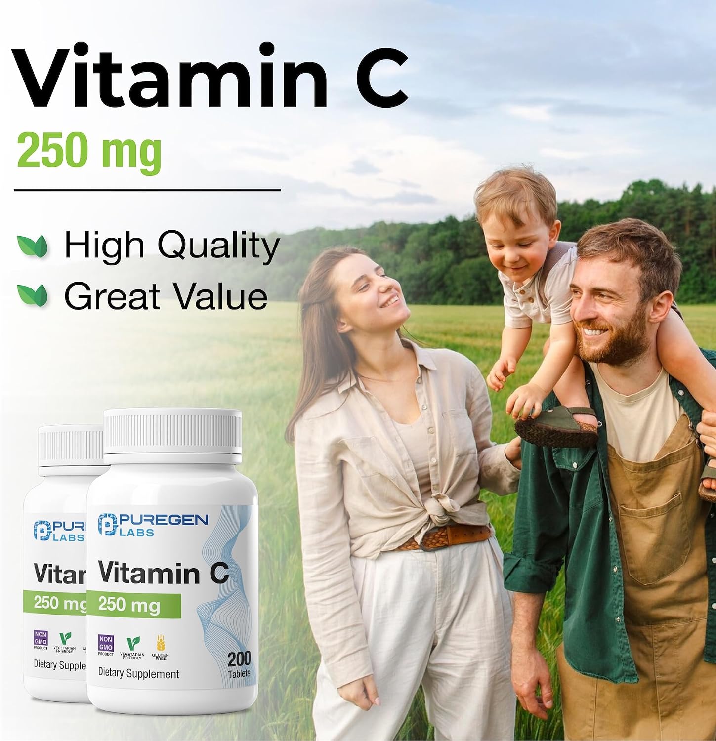 Puregen Labs Vitamin C 250 mg – 600 Tablets (3 Pack) - görsel 5