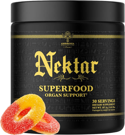 Nektar Superfood Organ & Cycle Support Powder | Liver & Kidney Support with Milk Thistle, Red Yeast Rice & CoQ10 | 13 Superfood Ingredients | 30 Servings | Sour Gummy Flavour