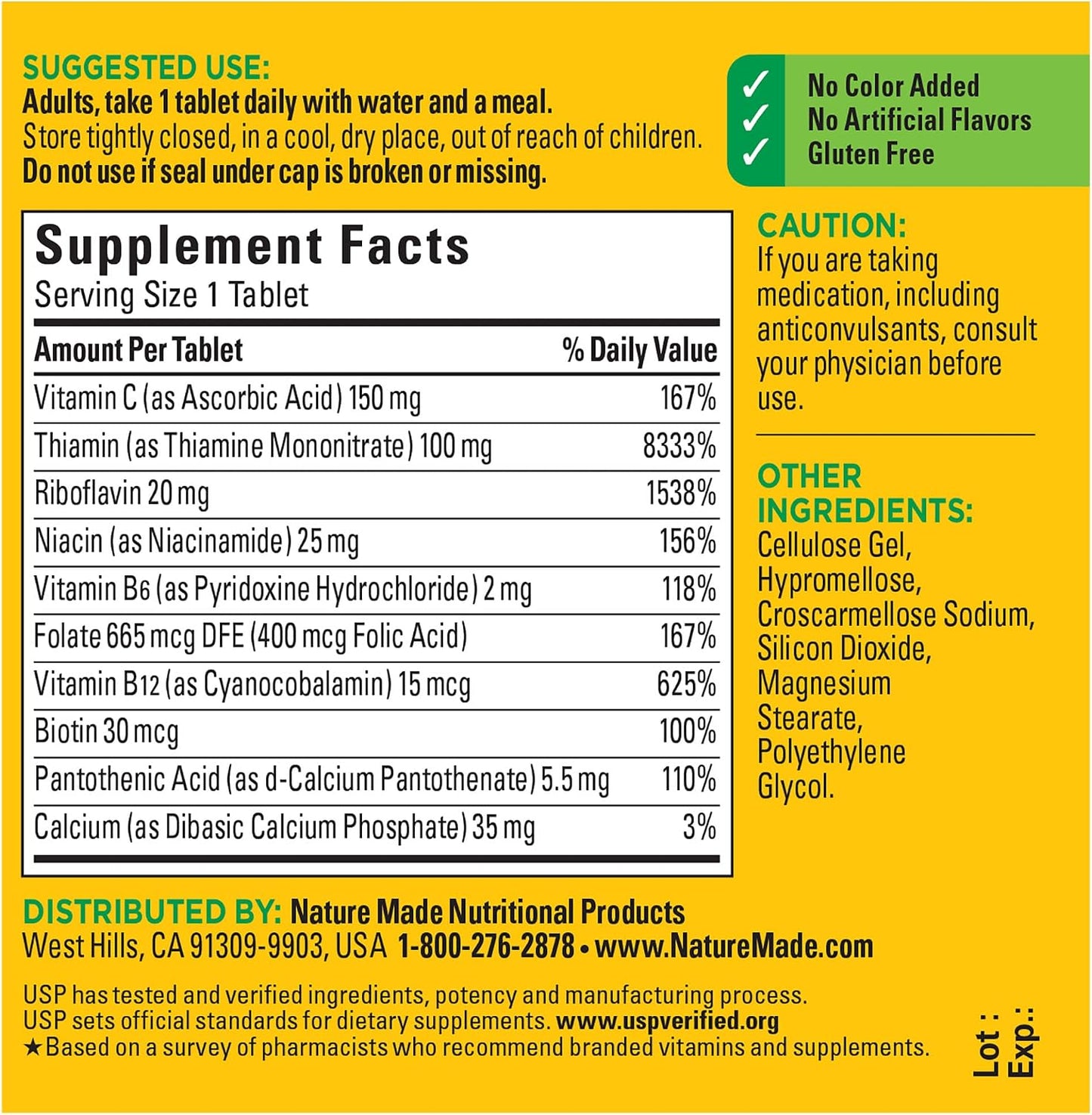Nature Made Super B Complex with Vitamin C and Folic Acid, 60 Tablets (60-Day Supply) - görsel 6