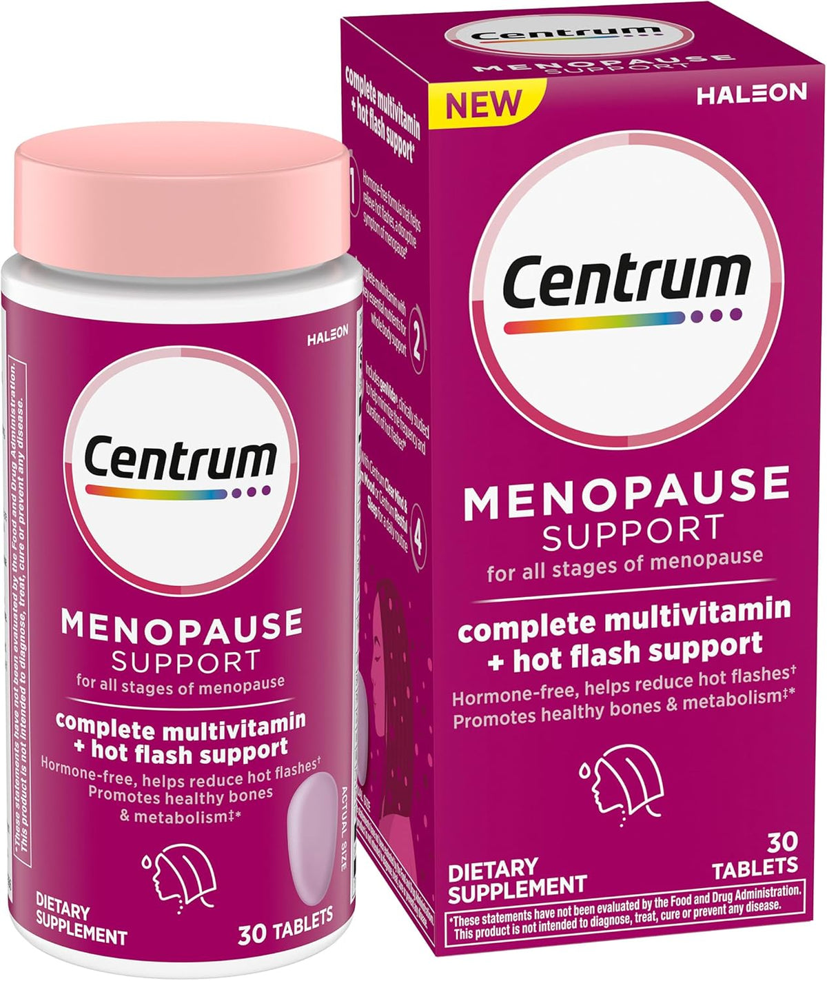 Centrum Complete Multivitamin Supplement + Hot Flush Support Menopause Support Tablets, 30 Tablets - görsel 1