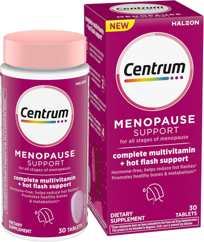 Centrum Complete Multivitamin Supplement + Hot Flush Support Menopause Support Tablets, 30 Tablets