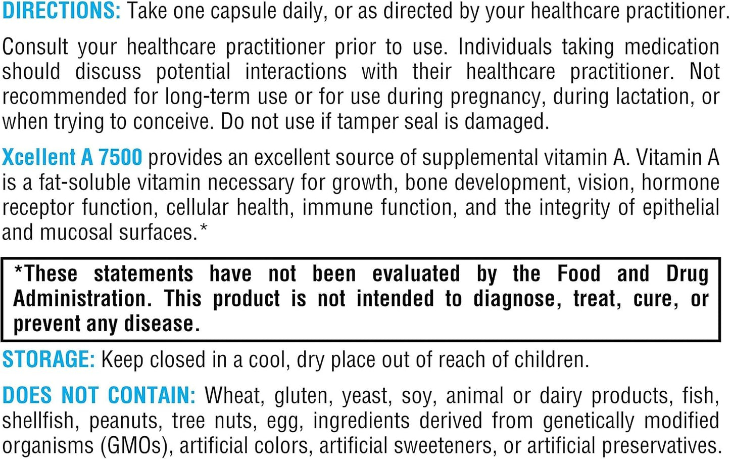 XYMOGEN Xcellent A 7500 – Vitamin A (Retinyl Palmitate) 7,500 mcg, 60 Capsules - görsel 4