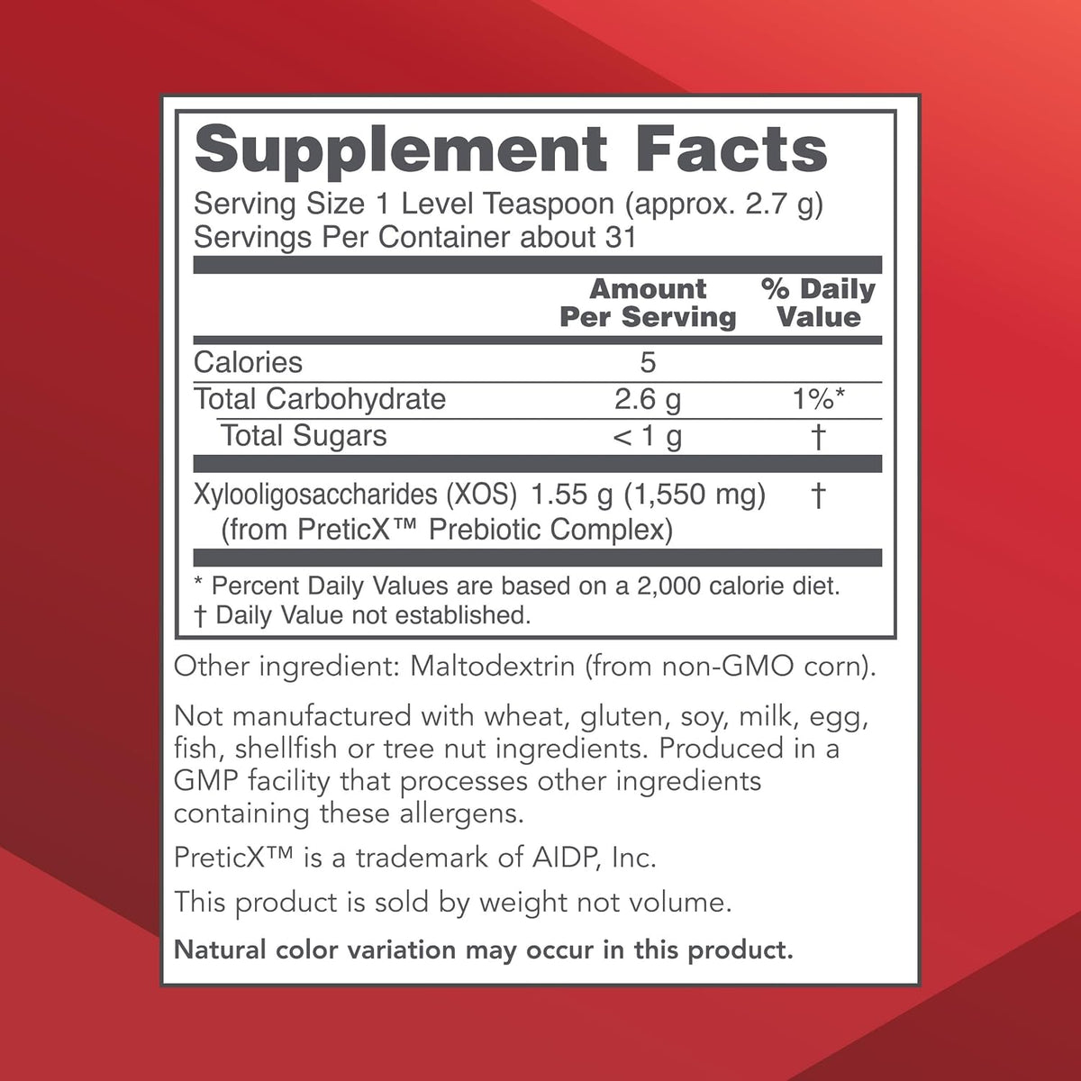 Protocol for Life Balance Prebiotic Powder XOS - 1.55g per Serving - Gut Health Support - Kosher & Non-GM - 3 oz - görsel 2
