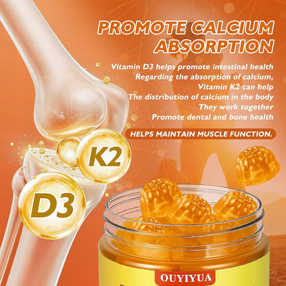 OUYIYUA Vitamin D3 K2 Gummies - 5000 IU D3 + 100 mcg K2 (MK-7), 90 Count