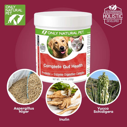 Only Natural Pet Complete Gut Health Complex – Probiotics & Digestive Enzyme Supplement for Dogs and Cats (99 g Powder)