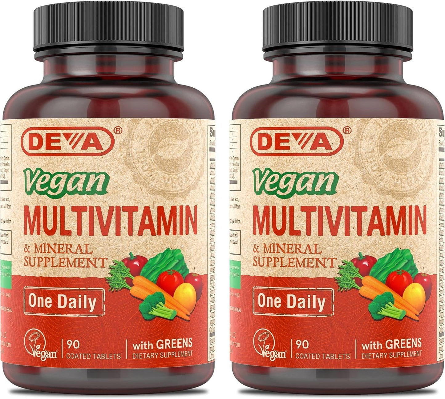 DEVA Vegan Multivitamin & Mineral Supplement with Iron - 2 Pack (90 Coated Tablets Each) - görsel 1