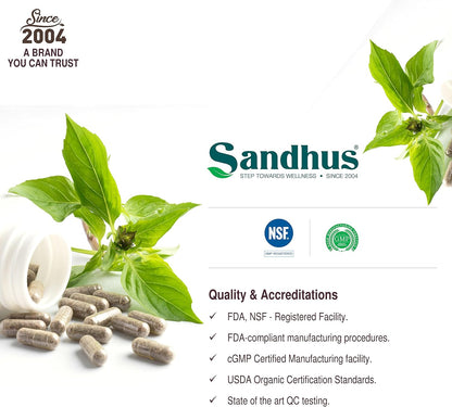 Sandhu's Guduchi (Tinospora Cordifolia) Giloy 100 Vegetarian Capsules 1000mg per Serving