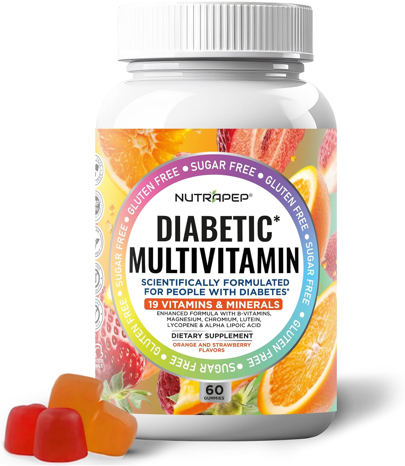 NutraPep Premium Diabetic Multivitamin Chewable Gummies for Women & Men – Sugar-Free & Gluten-Free - görsel 1