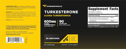 Primaforce Turkesterone 600mg, 90 Capsules - Non-GMO & Gluten-free Supplement