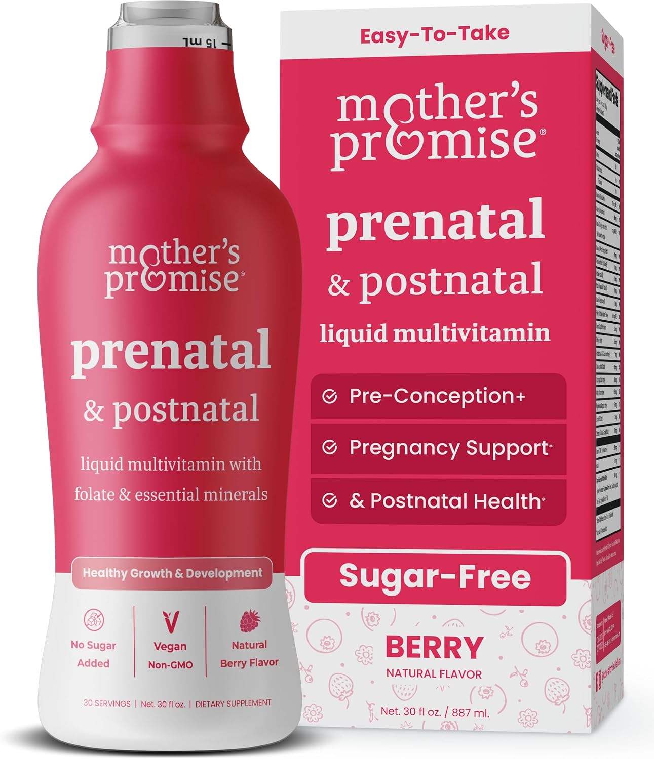 Mother's Promise Prenatal & Postnatal Multivitamin - Sugar Free Liquid with Folate, Choline & Organic Fruits for Preconception, Pregnancy & Nursing - Vegan - görsel 1