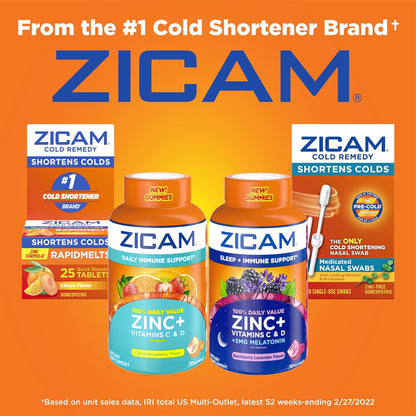 Zicam Daily Immune Support Gummy Food Supplement, Citrus Strawberry, 70 Gummies