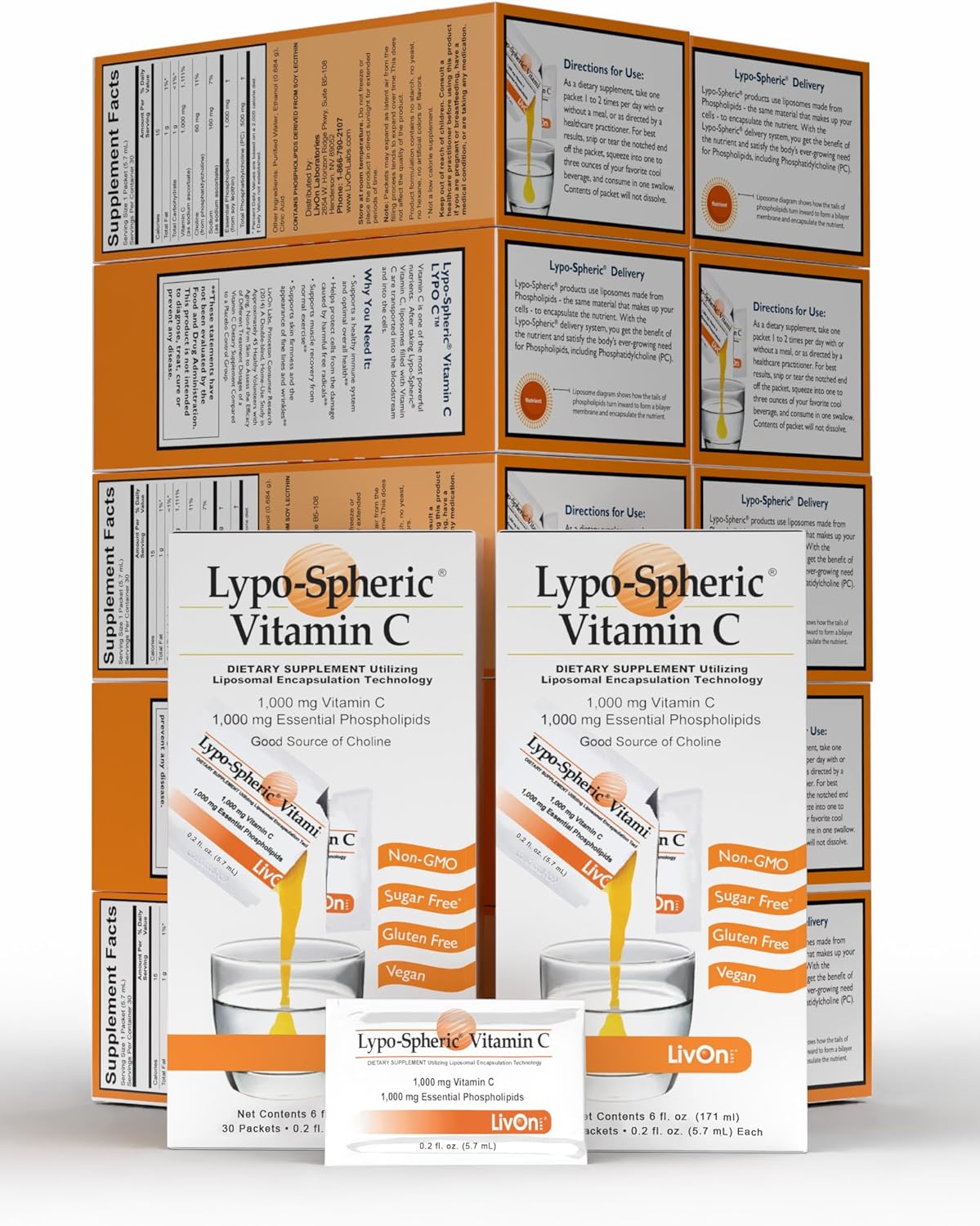 LivOn Laboratories Lypo-Spheric Vitamin C – 1000 mg Liposomal Vitamin C with Essential Phospholipids, 30 Sachets - görsel 9