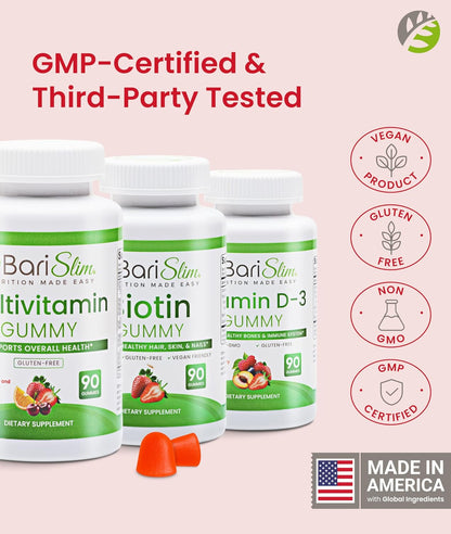 BariSlim Bariatric Multivitamin Gummies – Pack of 3 (90 Fruit Chews)