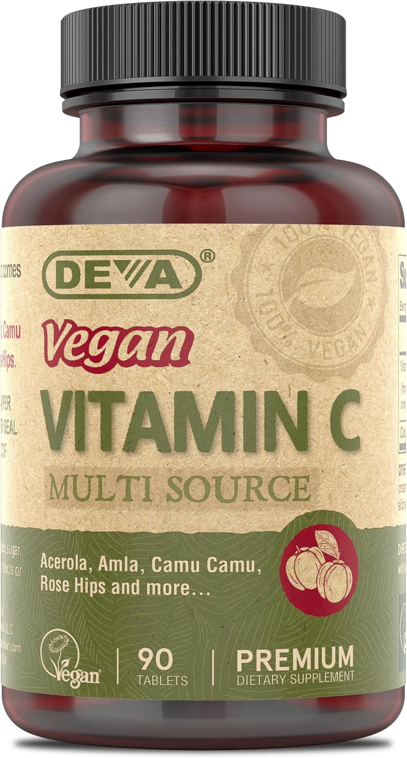 DEVA Vegan Vitamins - Vegan Food Based Premium Vitamin C - Multisource - Non-GMO - 90 Tablets - görsel 1
