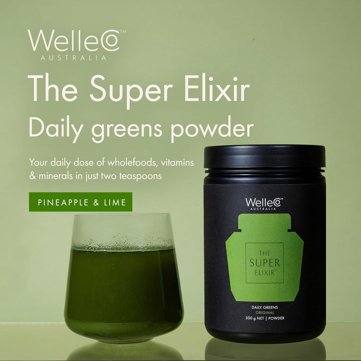 WelleCo The Super Elixir Daily Greens Powder, Pineapple & Lime - görsel 2