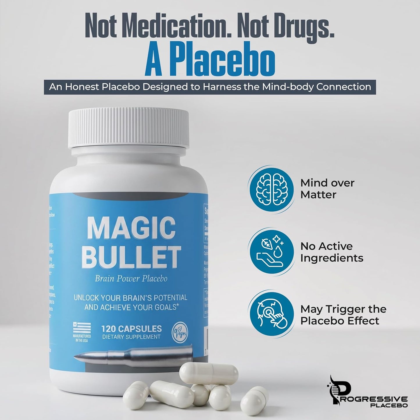 Magic Bullet Placebo Pills – Honest Placebo for Adults – 120 Vegan Capsules - görsel 4