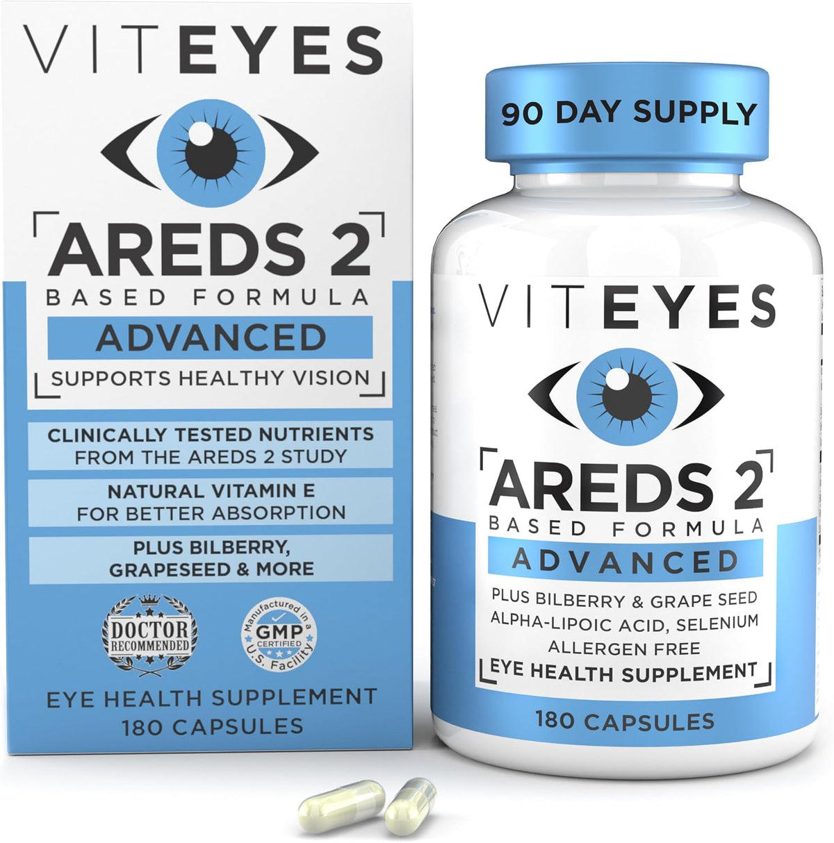 Viteyes AREDS 2 Advanced Macular Support - 60 Capsules (30-Day Supply) - Allergen Free, Vegan Eye Vitamins with Lutein, Zeaxanthin, and Antioxidants - görsel 9