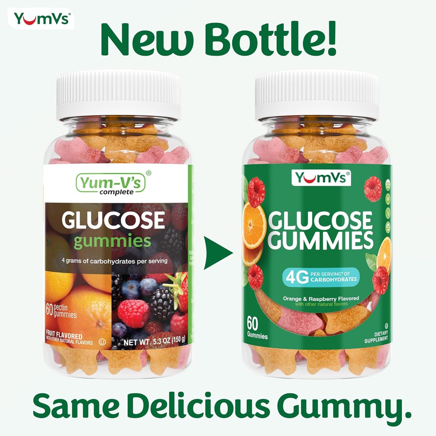YUM-V'S Glucose Gummies – Fast Acting – Orange & Berry – 60 Count - görsel 2