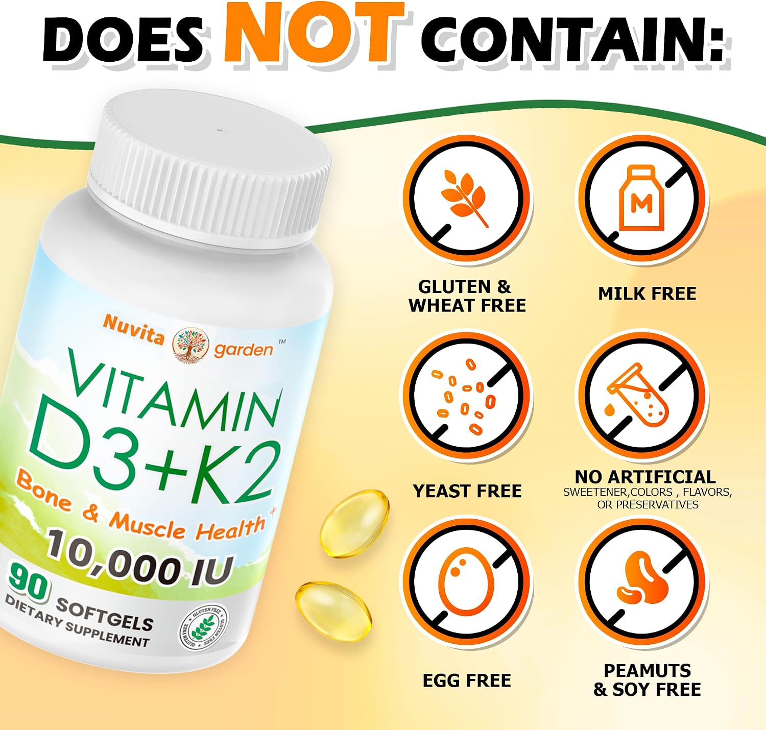 NoMiLu Vitamin D3 10000 IU + K2 (MK-7) 200 mcg - 2 Pack (180 Soft gel capsules) - görsel 7