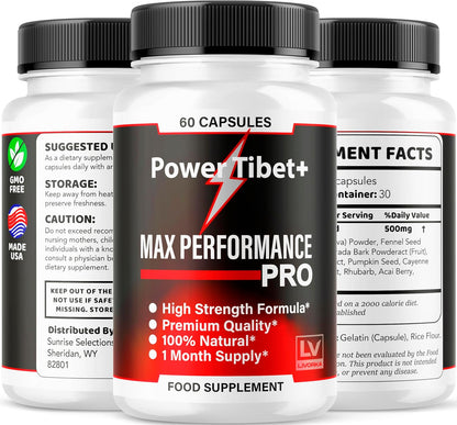 PowerTibet+ Capsules (5 Pack) - Advanced Formula Supplement, 300 Capsules