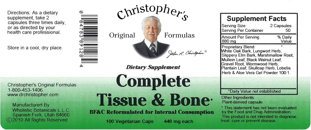 Christopher's Original Formulae Complete Tissue & Bone Formula – 100 Veg Caps - görsel 8