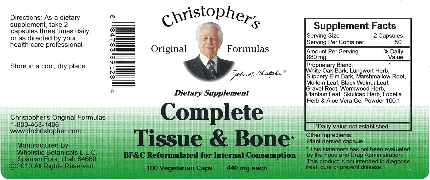Christopher's Original Formulae Complete Tissue & Bone Formula – 100 Veg Caps - görsel 8