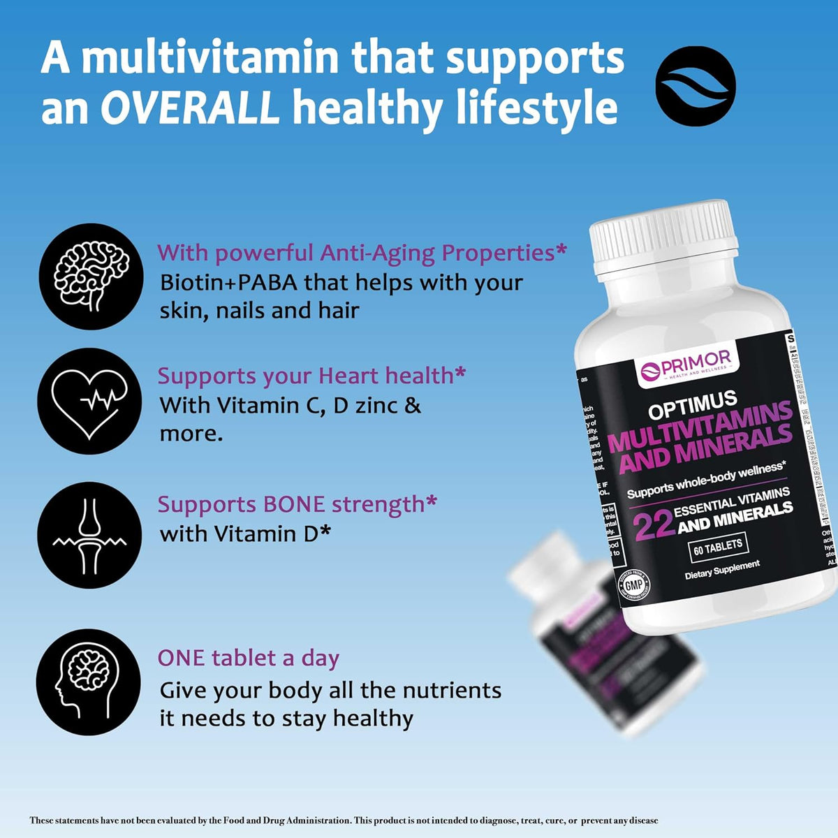Optimus Weight Multivitamin & Minerals – One Tablet Daily – 22 Essential Nutrients for Immune Support, Energy Metabolism, Bone Health, and Cognitive Support – For Women and Men – 60 Tablets - görsel 4