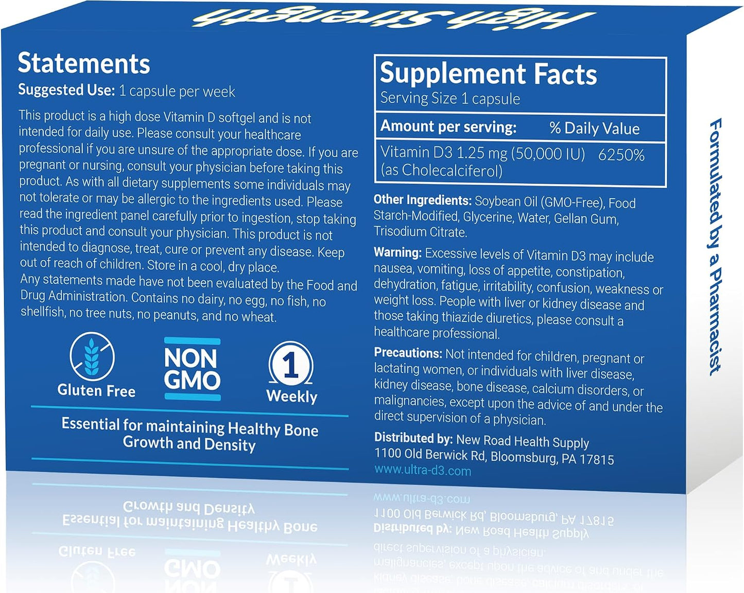 ULTRA-D3 Once-Weekly Vitamin D3 50,000 IU Softgels, 12 Count Blister Pack with Weekly Tracker - görsel 2