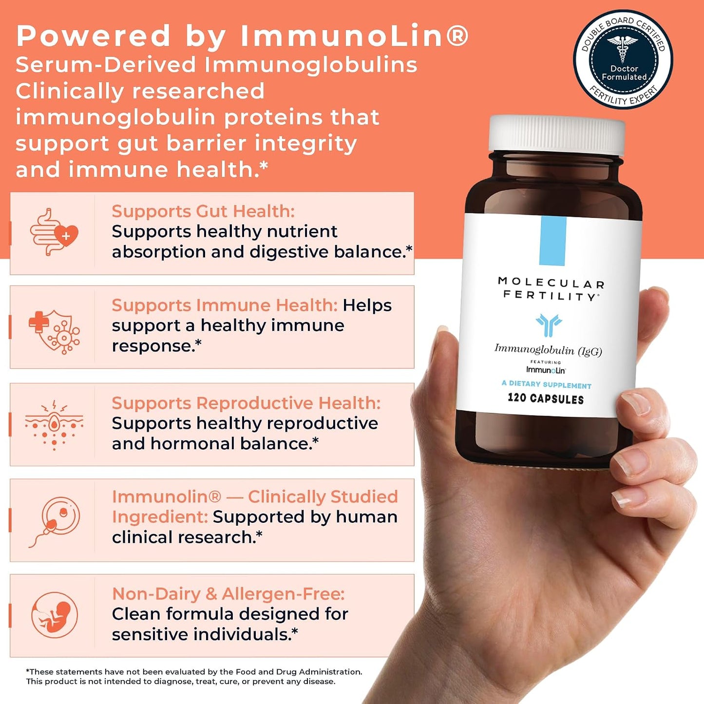 Immunoglobulin IgG Supplement for Men & Women – Dairy-Free, Bovine Colostrum Alternative – IGA, IgM, ImmunoLin for Immune Support, Gut Health, Reproductive Wellness – 60 Servings - görsel 3