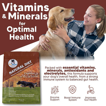 ProThrive Canine Natural Diet Supplement, Dog Vitamins and Supplements Powder, Supports Digestion & Balanced Canine Nutrition, Powder Supplement for All Breeds, 1.8 kg Bag