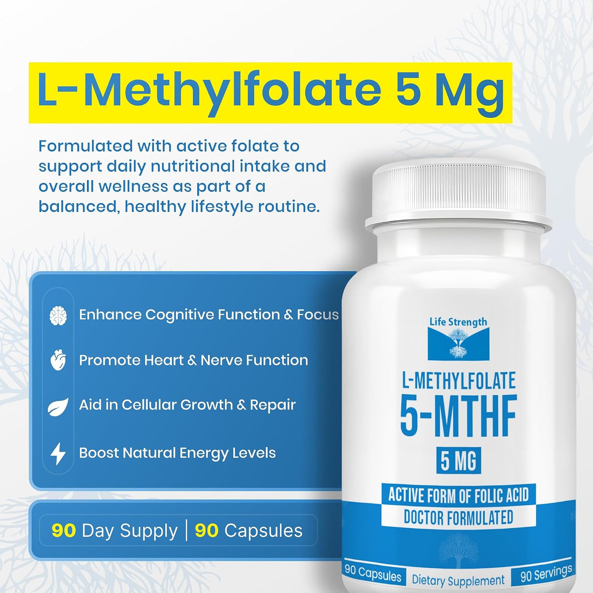 LifeStrength L-Methylfolate 5mg - 90 Capsules (3 Month Supply) - görsel 4