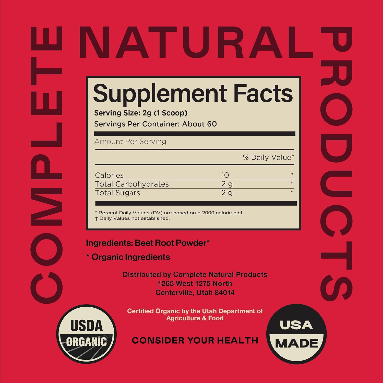 Pure Organic Beet Root Powder Supplement - 227 g (8 oz, 60 Servings) Bulk Raw Concentrate - görsel 2