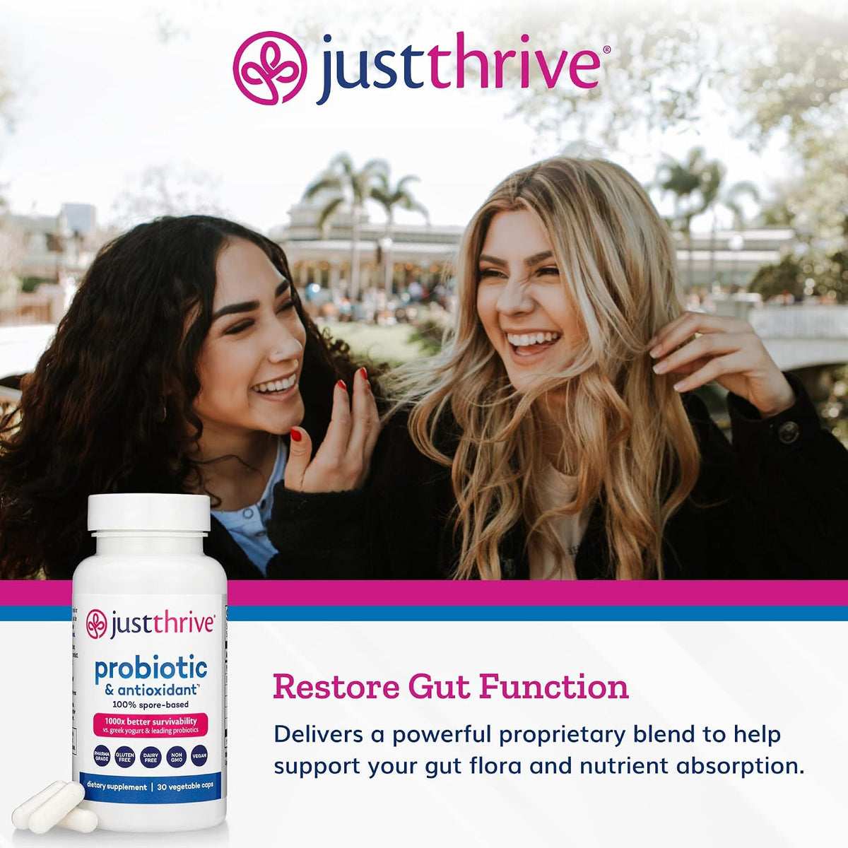 Just Thrive Probiotic & Antioxidant Supplement – 100% Spore-Based, 30 Capsules - görsel 3