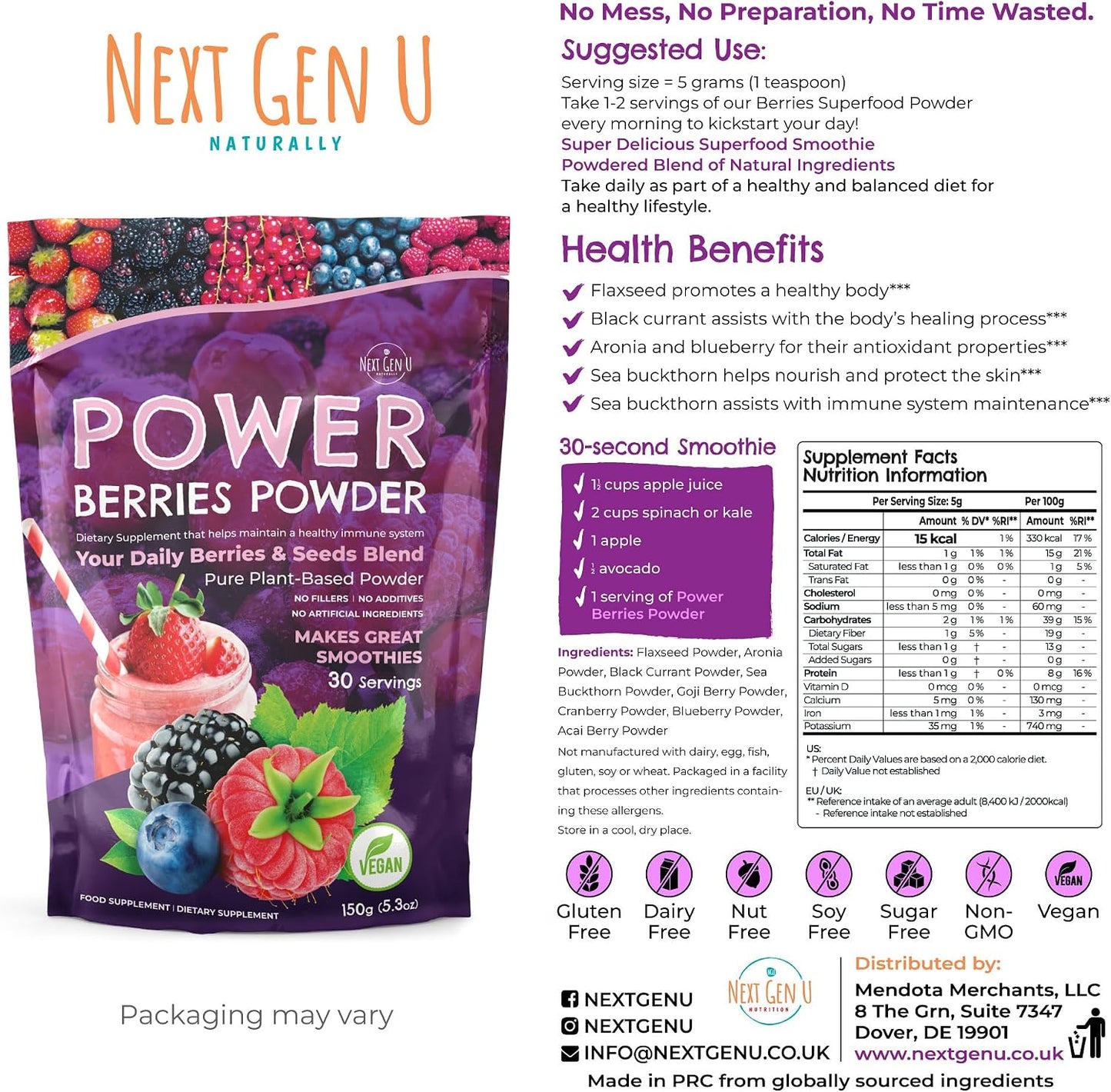 Super Berry Powder - Berry Superfood Blend for Smoothies and Detox - görsel 4