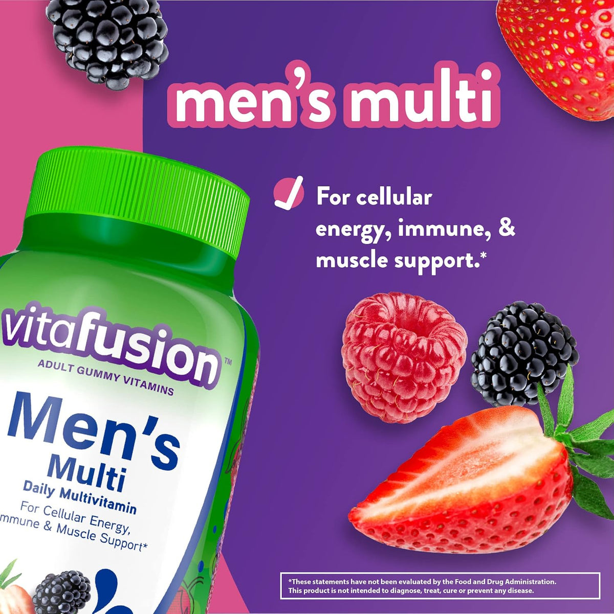 Vitafusion Gummy Vitamins for Men, Berry Flavoured Daily Multivitamins, 150 Count - görsel 2