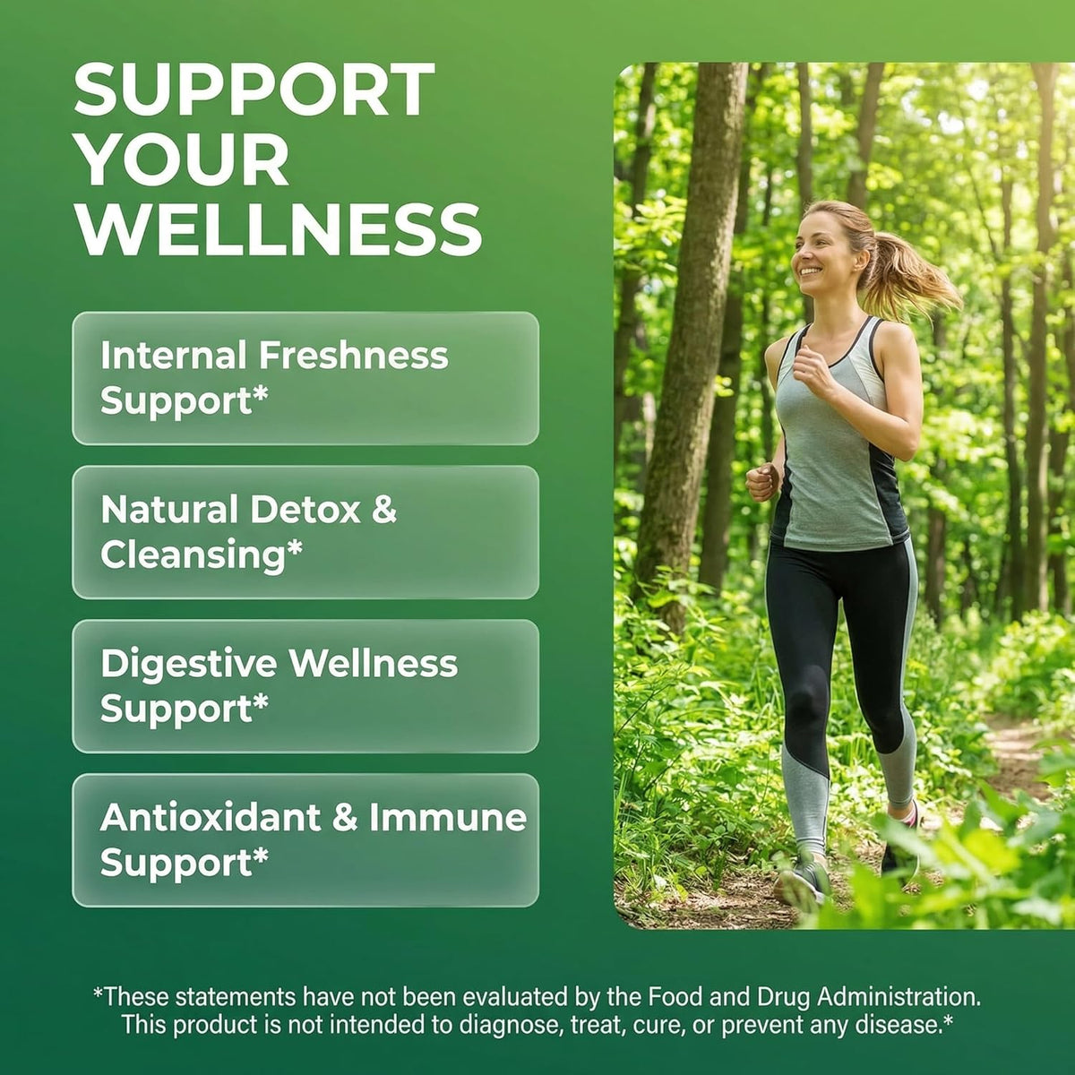 Clean Nutra Chlorophyll Capsules Supplement Internal Deodorant Peppermint, Sea Moss, Parsley, Chlorella, Spirulina, Slippery Elm, Ashwagandha, PhytoFresh Greens Detox Pills - görsel 2