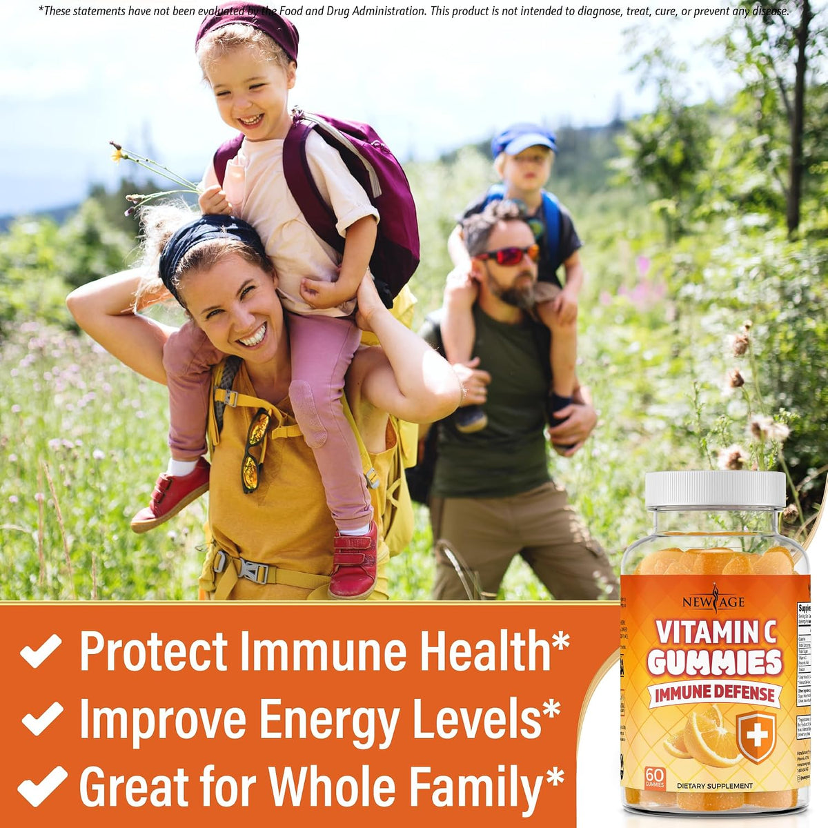NEW AGE Vitamin C Gummies - Orange - Contributes to Normal Immune Function - Vegetarian, Gluten-Free (60 Gummies) - görsel 5