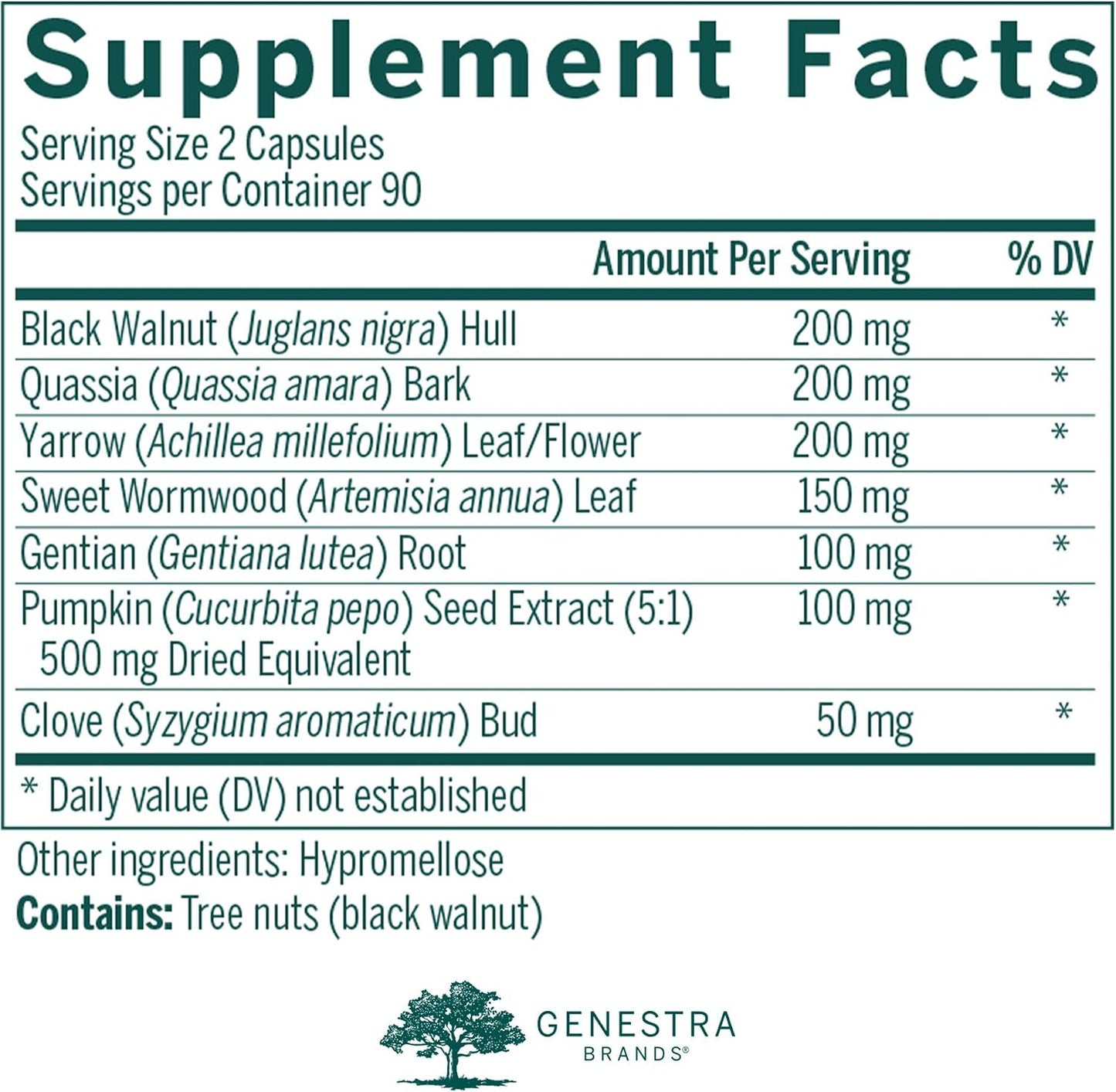 Genestra Brands Black Walnut Capsules | Herbal Formula to Support Digestive Wellbeing | 90 Capsules - görsel 2